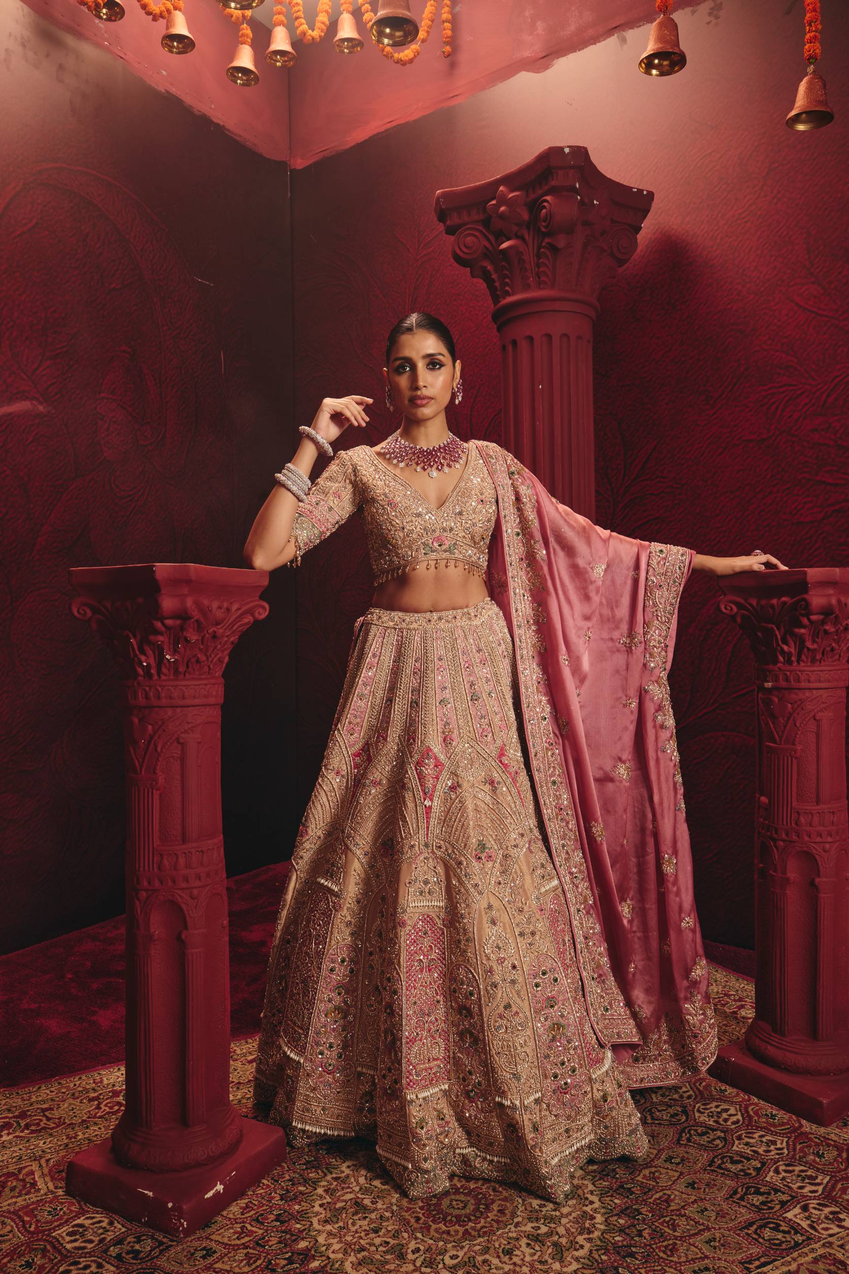Gold & Pink Zardozi Lehenga